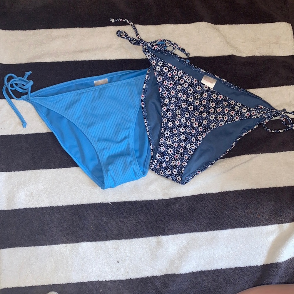 2 Blue Bikini Bottoms. Good coverage!